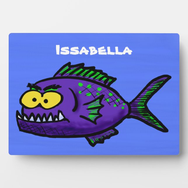 Plaque Photo Caricature de poisson de Piranha (Devant)