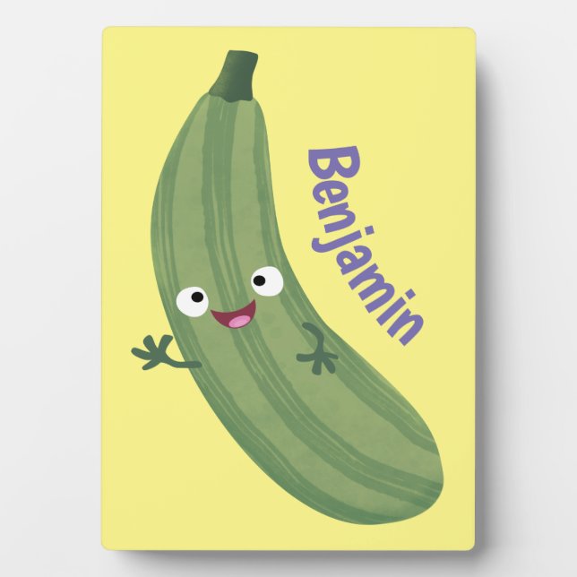 Plaque Photo Caricature joyeux de courgettes mignonnes (Devant)