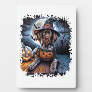 Plaque Photo Carré de chien pointer Halloween
