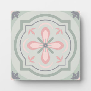 Plaque Photo Carreaux Floraux Pastel Verts