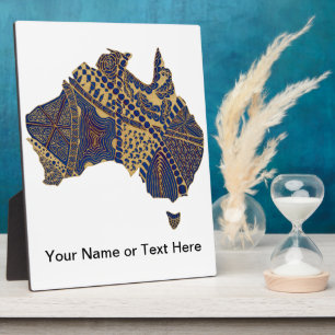 Plaque Photo Carte d'Australie Doodle Marron Rouge Bleu