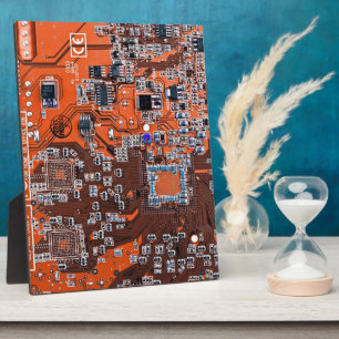 Plaque Photo Carte de circuit Geek d'ordinateur Orange