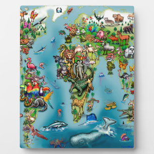Plaque Photo Carte du monde des animaux