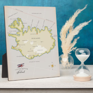 Plaque Photo Carte illustrée de l'Islande