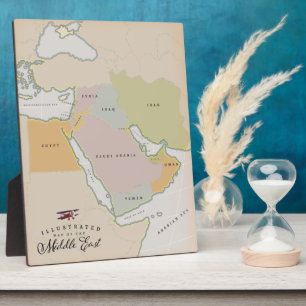 Plaque Photo Carte illustrée du Moyen-Orient.