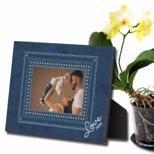 Plaque Photo Carte photo famille sans cadre Denim Retour