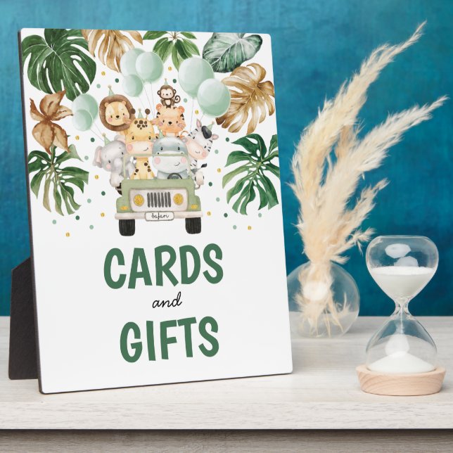 Plaque Photo Cartes & Cadeaux Baby shower Safari tropical Anima (Côté)