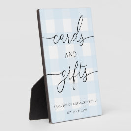 Plaque Photo Cartes En vichy bleues et cadeaux