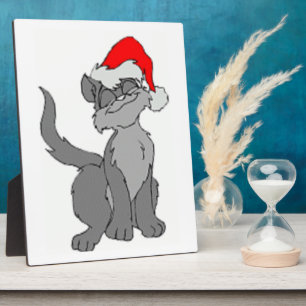 PLAQUE PHOTO CAT PÈRE NOËL