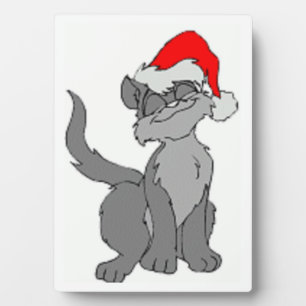 PLAQUE PHOTO CAT PÈRE NOËL