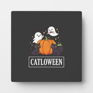 Plaque Photo Catloween Drôle Chat Halloween Fantôme Citrouille