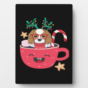 Plaque Photo Cavalier King Charles Spaniel Teacup Noël Vacances