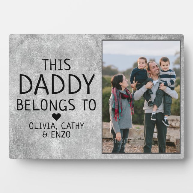 Plaque Photo Ce Papa Appartient Aux Enfants Noms Photo Silver G (Devant)