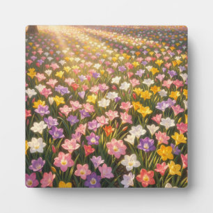 Plaque Photo Champ de fleurs de lys arc-en-ciel vibrant