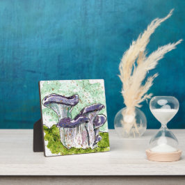 Plaque Photo Champignons bleus accueil déco aquarelle stand d'i