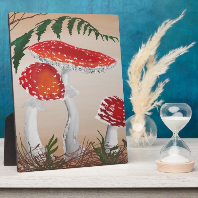 Plaque Photo Champignons botaniques - peinture VR (Côté)