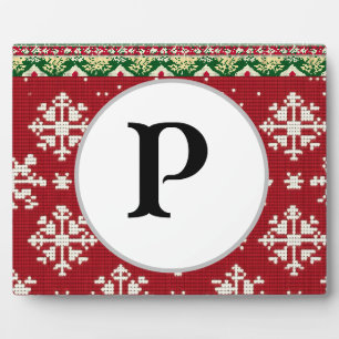Plaque Photo chandail de noël monogramme personnalisé