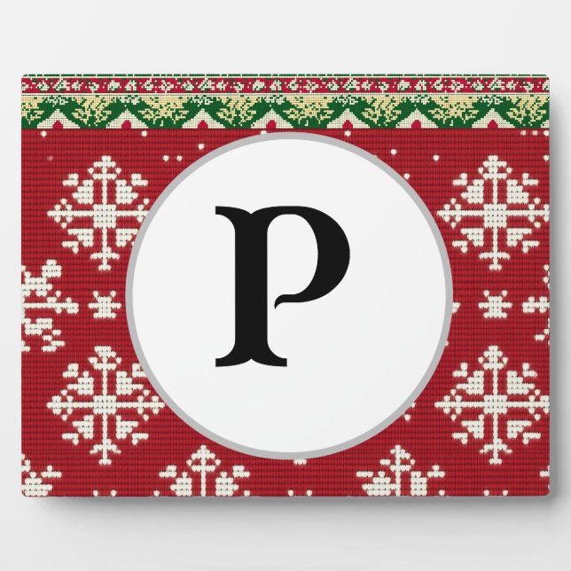 Plaque Photo chandail de noël monogramme personnalisé (Devant)