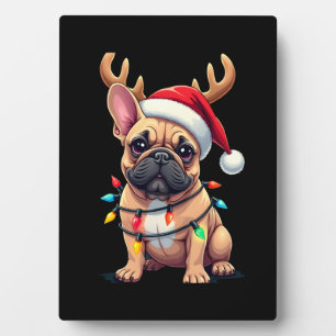 Plaque Photo Chapeau de Santa drôle de chien bouledogue françai