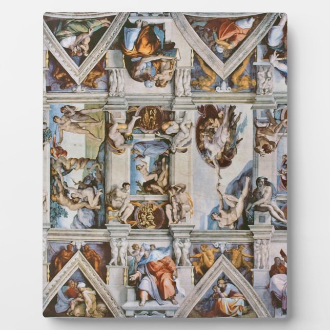 Plaque Photo Chapelle Sixtine Plafond Michelangelo (Devant)