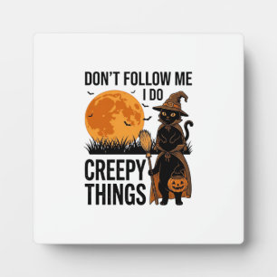 Plaque Photo Chat d'Halloween Choses Effrayantes Sorcière Drôle
