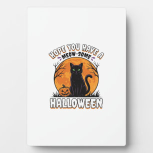Plaque Photo Chat d'Halloween Meow-Some Dessin de Gravure Vinta