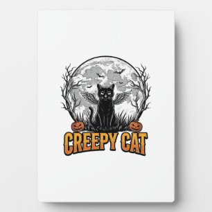 Plaque Photo Chat effrayant Halloween Dessin de gravure vintage