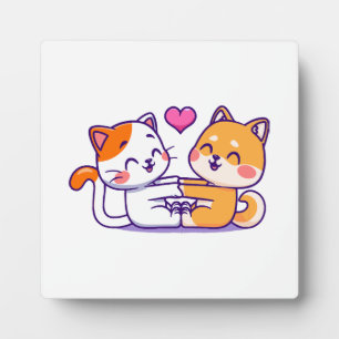 Plaque Photo Chat et Shiba Inu