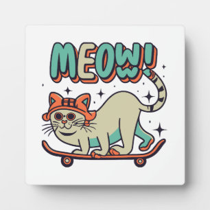 Plaque Photo Chat Glissant Miaou