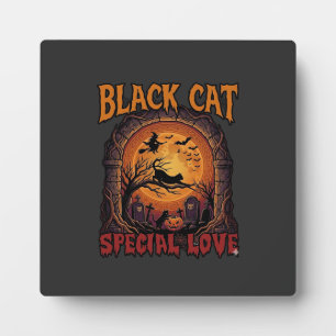 Plaque Photo Chat Noir Amour Spécial Halloween Lune Sorcière Ci