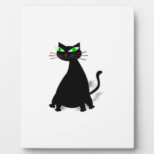 Plaque Photo Chat noir gras aux yeux verts