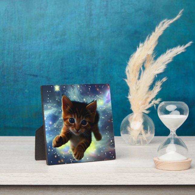 Plaque Photo Chaton volant dans l'espace (Insitu)