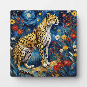 Plaque Photo Cheetah aux fleurs