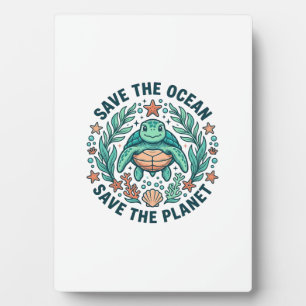 Plaque Photo Chemise de gravure vintage de tortue de mer Sauveg