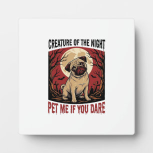 Plaque Photo Chemise de Pug Halloween avec cimetière effrayant