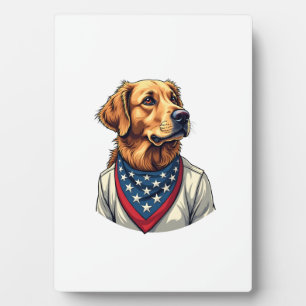 Plaque Photo Chemise gravée vintage Americana Golden Retriever