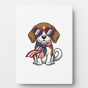 Plaque Photo Chemise lunettes de soleil chien Beagle patriotiqu