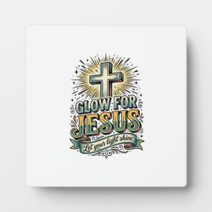Plaque Photo Chemise vintage de croix chrétienne Glow For Jesus