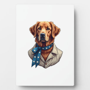 Plaque Photo Chemise vintage pour chien Patriotique Retriever F
