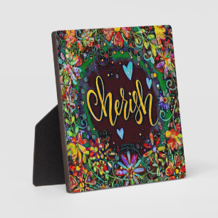 Plaque Photo Cherish Floral Moderne Joli Abstrait Easel