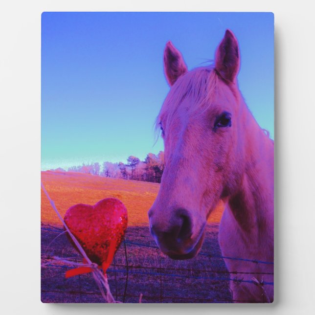 Plaque Photo Cheval Brown et Coeur Rouge (Devant)