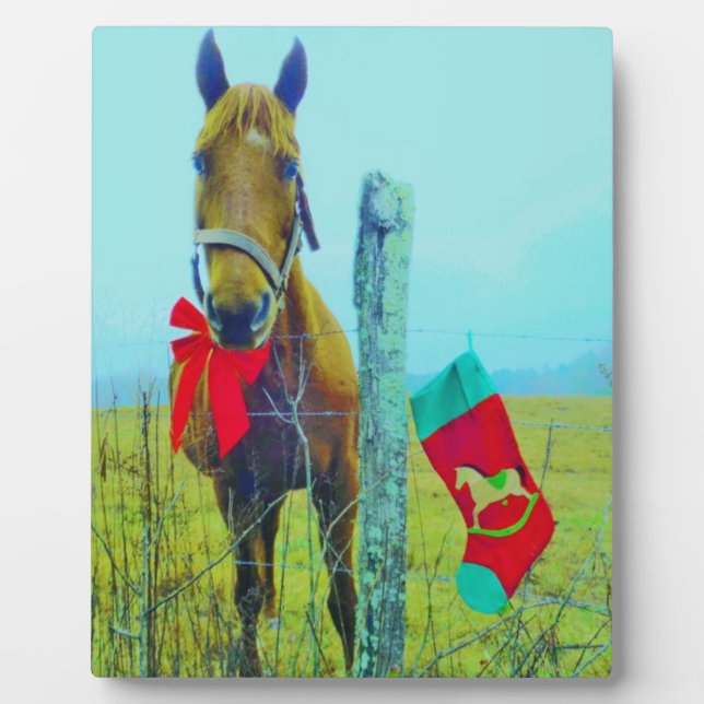Plaque Photo Cheval de Noël Brown (Devant)