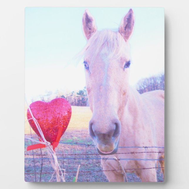 Plaque Photo Cheval jaune et Coeur rouge (Devant)