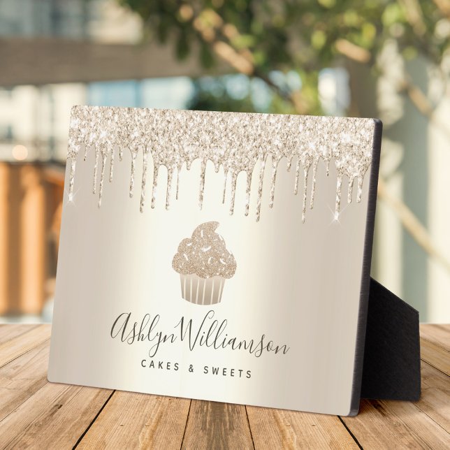 Plaque Photo Chic Gold Cupcake Parties scintillant Drivers Bake (Créateur téléchargé)