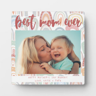 Plaque Photo Chic Rainbow Boho Photo Calligraphie Meilleure Mam