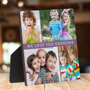 Plaque Photo Chic We Love You Grandma 4 Photo Collage Purple