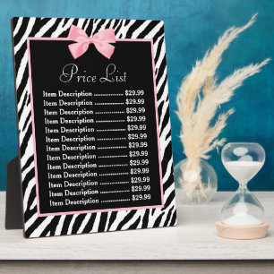Plaque Photo Chic Zebra Print Light True Pink Ribbon Tarificati