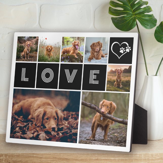 Plaque Photo Chien Animal de compagnie Love Heart Paws Photo Co (Créateur téléchargé)