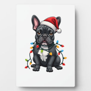 Plaque Photo Chien de Noël Bouledogue Français Xmas Frenchie