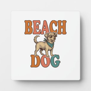 Plaque Photo Chien de plage gravure vintage conception graphiqu